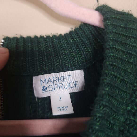 Market and Spruce Green Open Knit Crewneck Sweater Size S - Picture 8 of 10